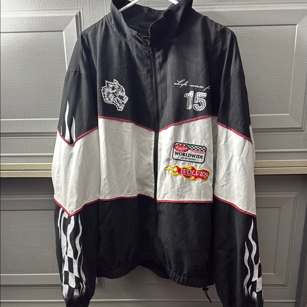 Men's Black And White Racing Jacket